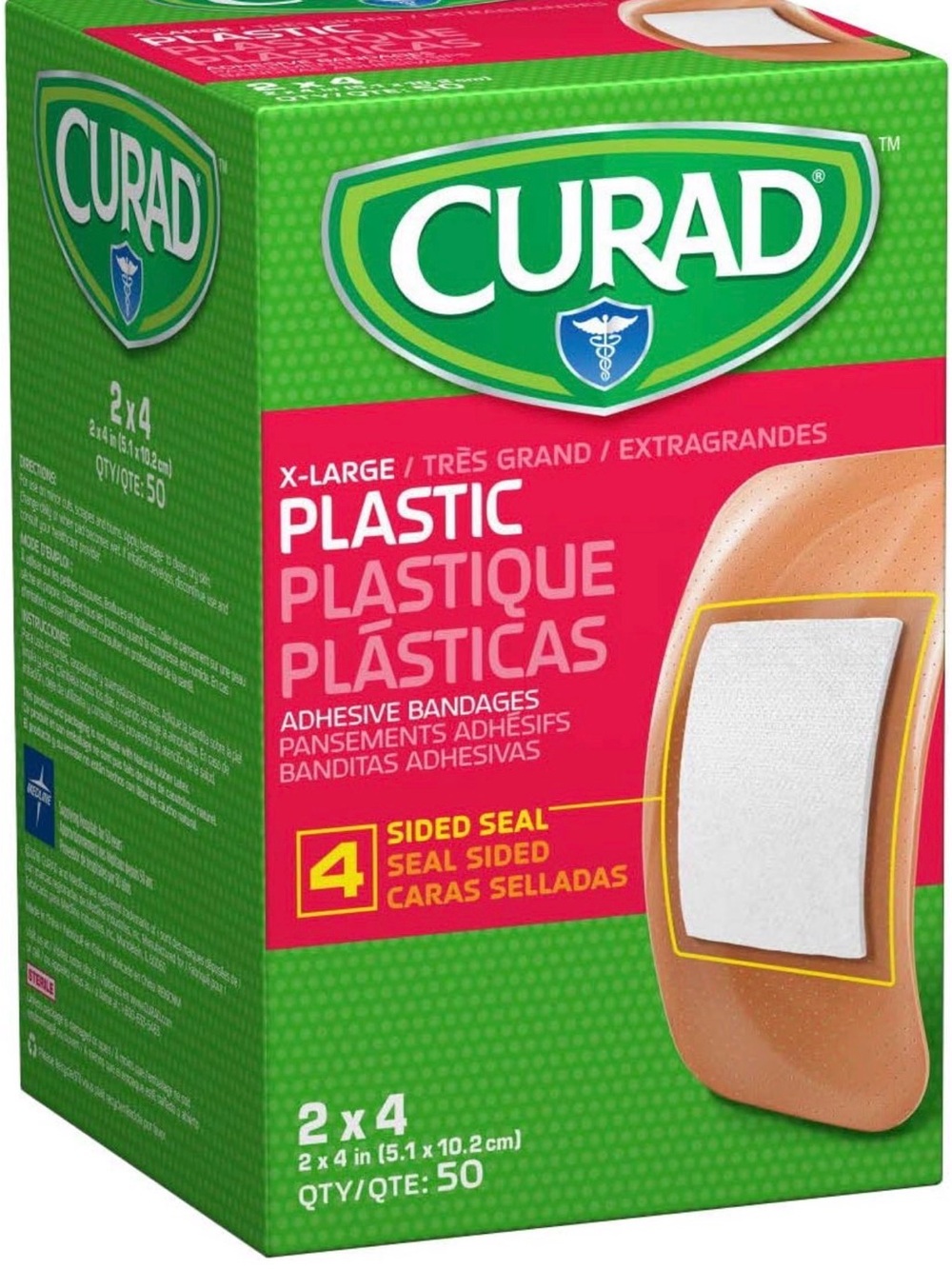 Curad Plastic Adhesive Bandages 2 X 4 50 Ct Nonstick Pad Won’t Disrupt Wound